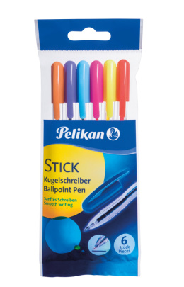 DŁUGOPIS STICK K86 KOMPLET 6 SZTUK MIX KOLOR , PELIKAN HERLITZ