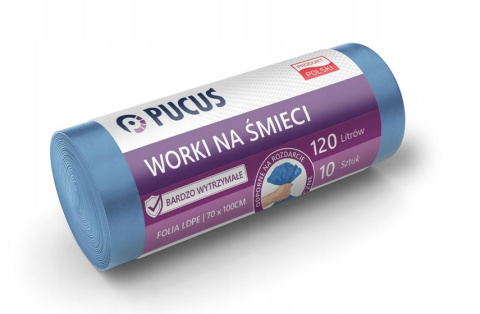 WORKI NA ŚMIECI 120 L. MOCNE LDPE 10 szt. , PUCUŚ DOMEX