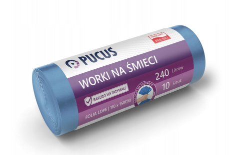 WORKINA ŚMIECI 240 L. MOCNE LDPE 10 szt. , PUCUŚ DOMEX